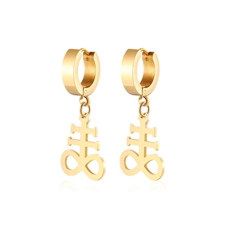 【並行輸入品】Leviathan Cross Dangling Drop Earrings Satan Satanic Luciferian