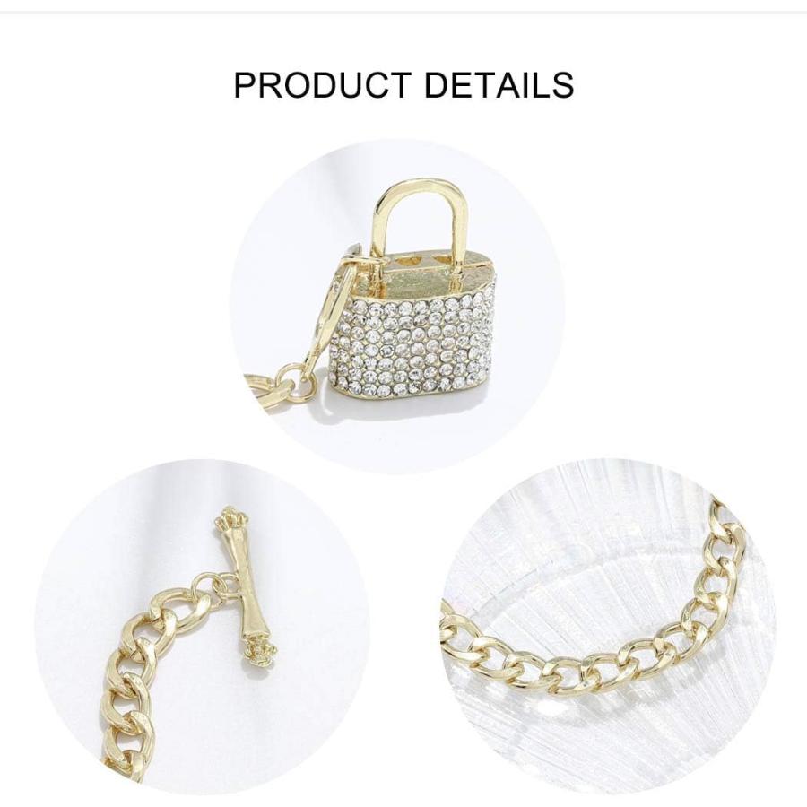 【並行輸入品】Masiter Rhinestone Lock Necklace Chunky Cuban Link Choker OT Toggle_5