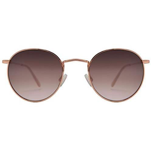 【並行輸入品】Classic Round Metal Frame Sunglasses for Women and Men (Gold + Pの画像