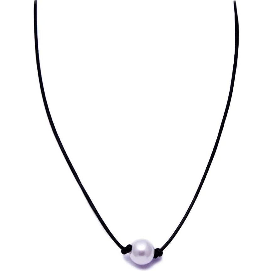 【並行輸入品】Charming Shark Pearl Necklace - Simple Tiny Dainty Single Floating G