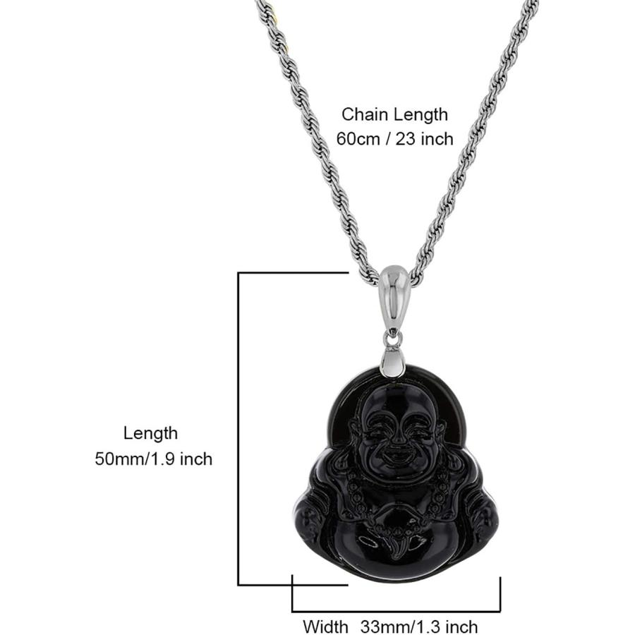 並行輸入品】笑う仏陀 ブラック翡翠ペンダントネックレス ロープ