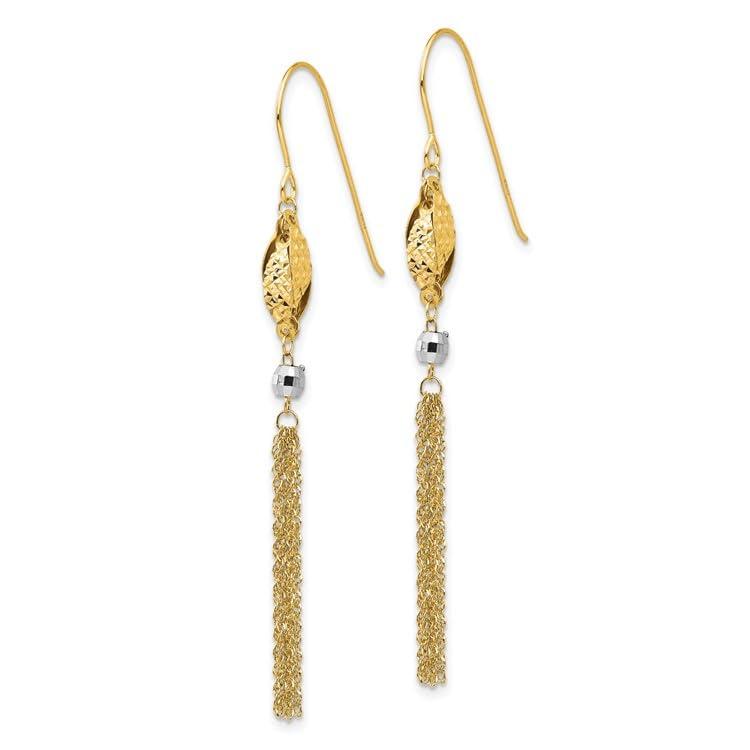 【並行輸入品】14K ツートーンゴールドビーズとチェーンダングルイヤリング， 金属， ジェムタイプ 14k Two Tone Gold Bead_2