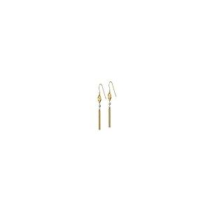 【並行輸入品】14K ツートーンゴールドビーズとチェーンダングルイヤリング， 金属， ジェムタイプ 14k Two Tone Gold Bead_3