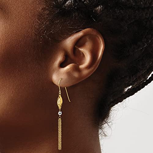 【並行輸入品】14K ツートーンゴールドビーズとチェーンダングルイヤリング， 金属， ジェムタイプ 14k Two Tone Gold Bead_5