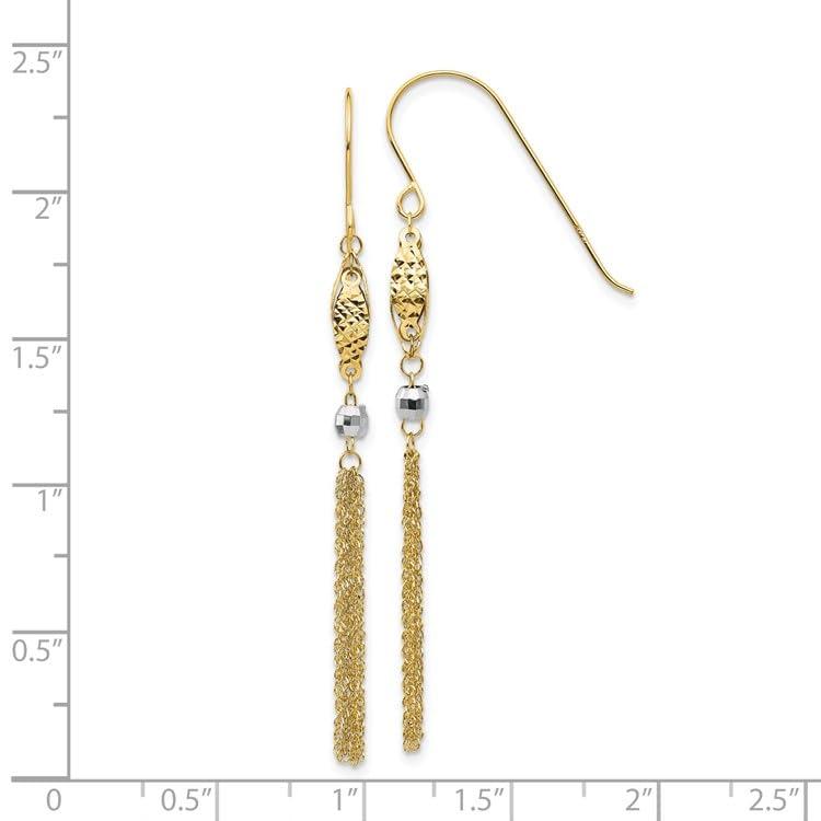 【並行輸入品】14K ツートーンゴールドビーズとチェーンダングルイヤリング， 金属， ジェムタイプ 14k Two Tone Gold Bead_7