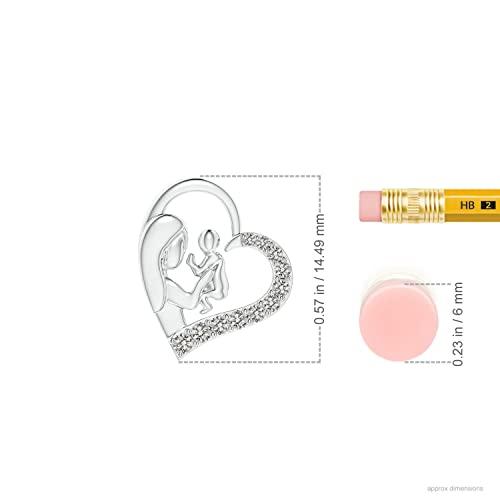【並行輸入品】Angara レデイーズ;ガルズ ダイヤモンドハートマザー＆ベビーペンダントネックレス（1.5mmダイヤモンド）   4月の誕生石の画像