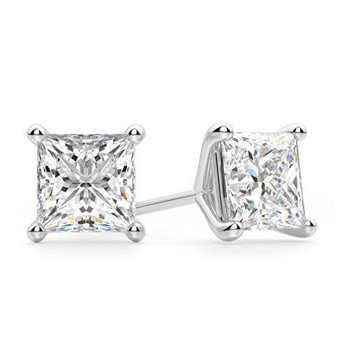 【並行輸入品】Bhumi Gems Princess Cut VVS1 Colorless Diamond Moissanite Earrinの画像