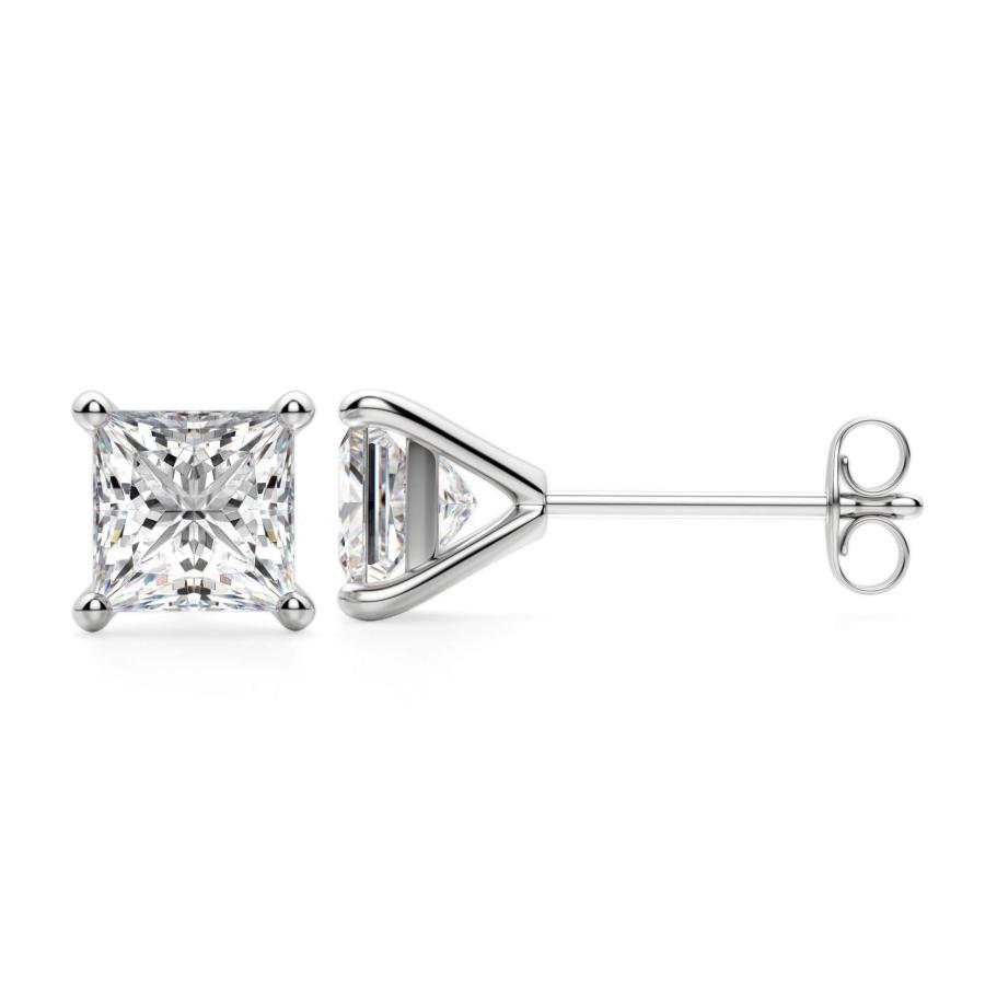 【並行輸入品】Bhumi Gems Princess Cut VVS1 Colorless Diamond Moissanite Earrinの画像
