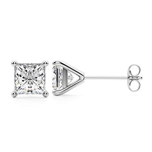 【並行輸入品】Bhumi Gems Princess Cut VVS1 Colorless Diamond Moissanite Earrinの画像