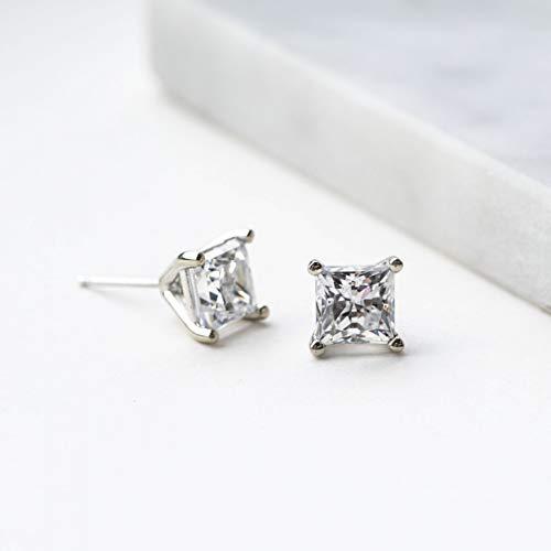 【並行輸入品】Bhumi Gems Princess Cut VVS1 Colorless Diamond Moissanite Earrinの画像