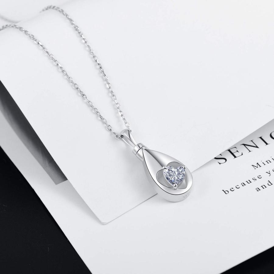 【並行輸入品】BEILIN 925スターリングシルバー 火葬ジュエリー 遺灰用 メモリアル キュービックジルコニア ティアドロップ 遺灰 記_6