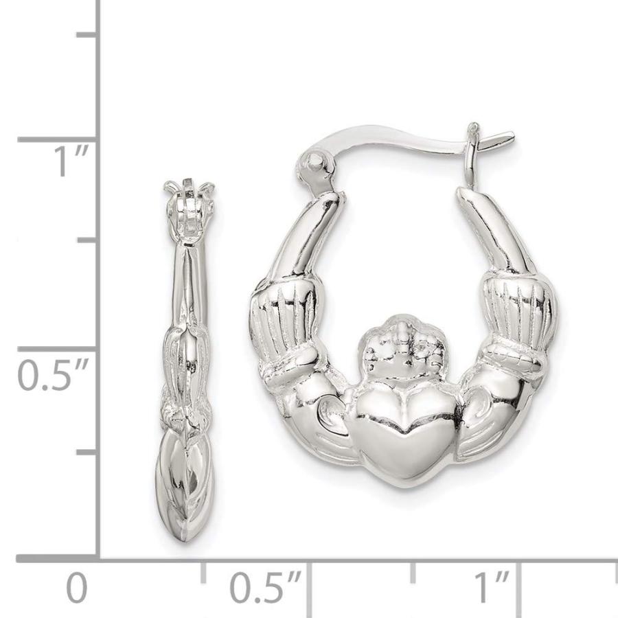 コンタクト Sterling Silver Claddagh Hoop Earrings 22mm 21mm style QE4701 並行輸入品