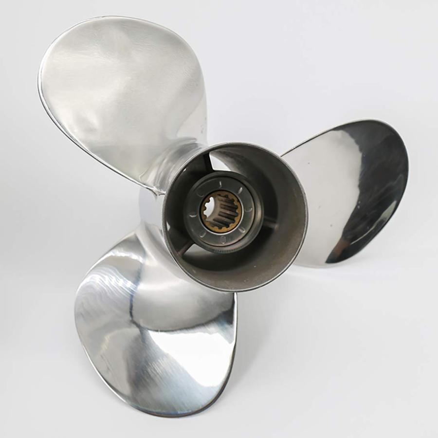 【並行輸入品】Flish Propeller OEM ステンレススチール 3ブレード 船外プロペラ ホンダエンジン用 35 60HP 13歯スプ_3