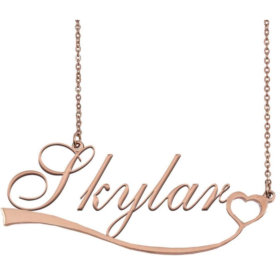 【並行輸入品】Dancing Wolf Rose Gold Love Heart Skylar Name Pendant Necklace Perso
