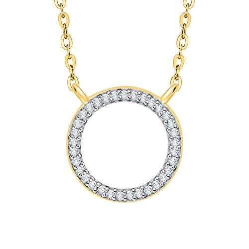 【並行輸入品】KATARINA Prong set Diamond Circle Pendant Necklace in 14K Yellowの画像