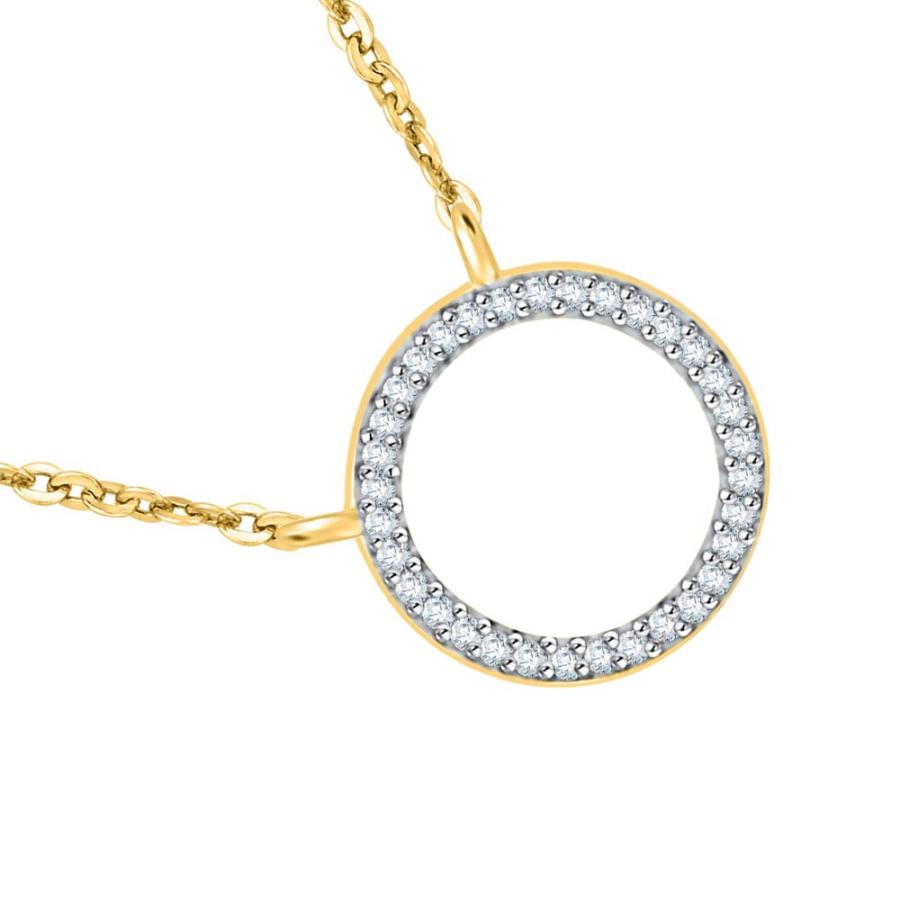 【並行輸入品】KATARINA Prong set Diamond Circle Pendant Necklace in 14K Yellowの画像
