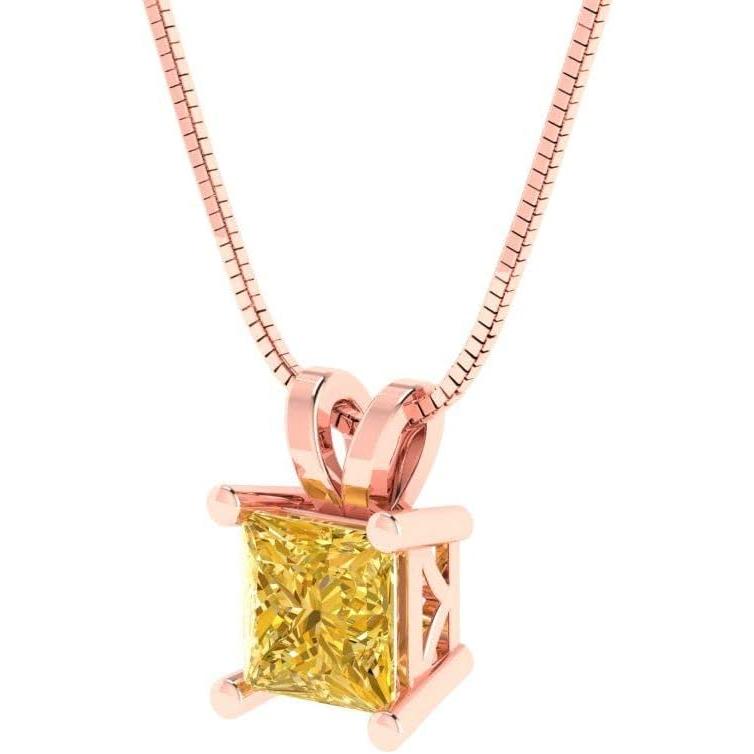 【並行輸入品】Clara Pucci 0.50カラット ブリリアントプリンセスカット 美しい本物の完璧な天然イエローシトリン宝石 ソリティアペンダント_1