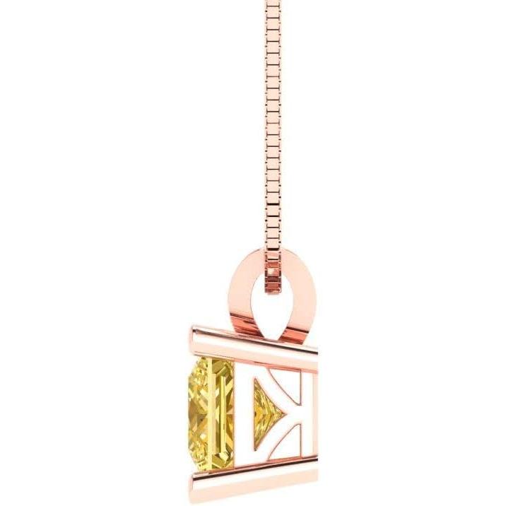 【並行輸入品】Clara Pucci 0.50カラット ブリリアントプリンセスカット 美しい本物の完璧な天然イエローシトリン宝石 ソリティアペンダント_2
