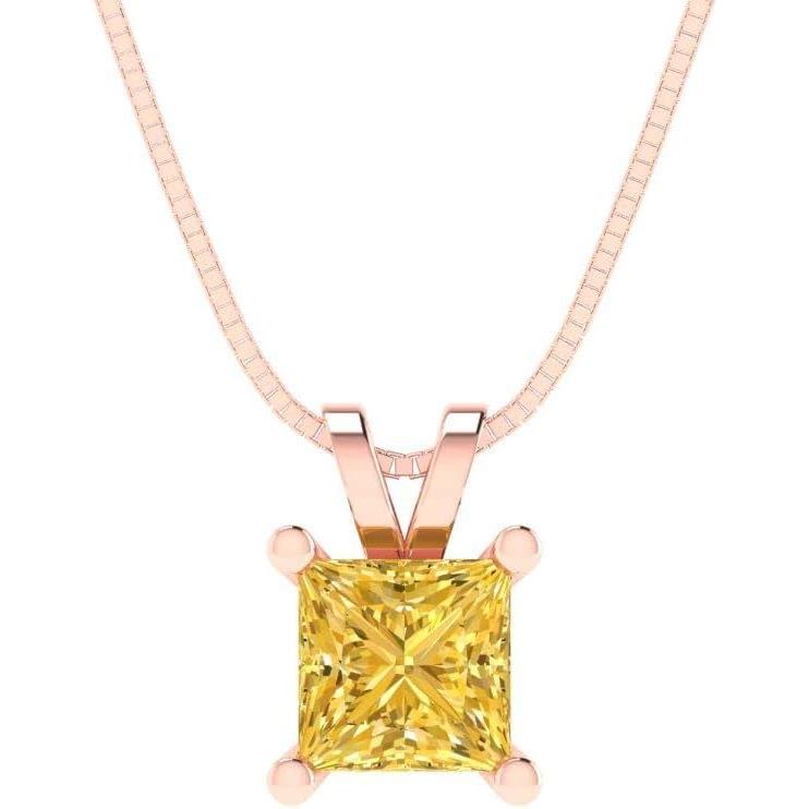 【並行輸入品】Clara Pucci 0.50カラット ブリリアントプリンセスカット 美しい本物の完璧な天然イエローシトリン宝石 ソリティアペンダント_3