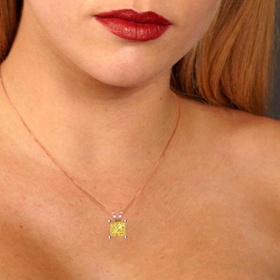 【並行輸入品】Clara Pucci 0.50カラット ブリリアントプリンセスカット 美しい本物の完璧な天然イエローシトリン宝石 ソリティアペンダント_4