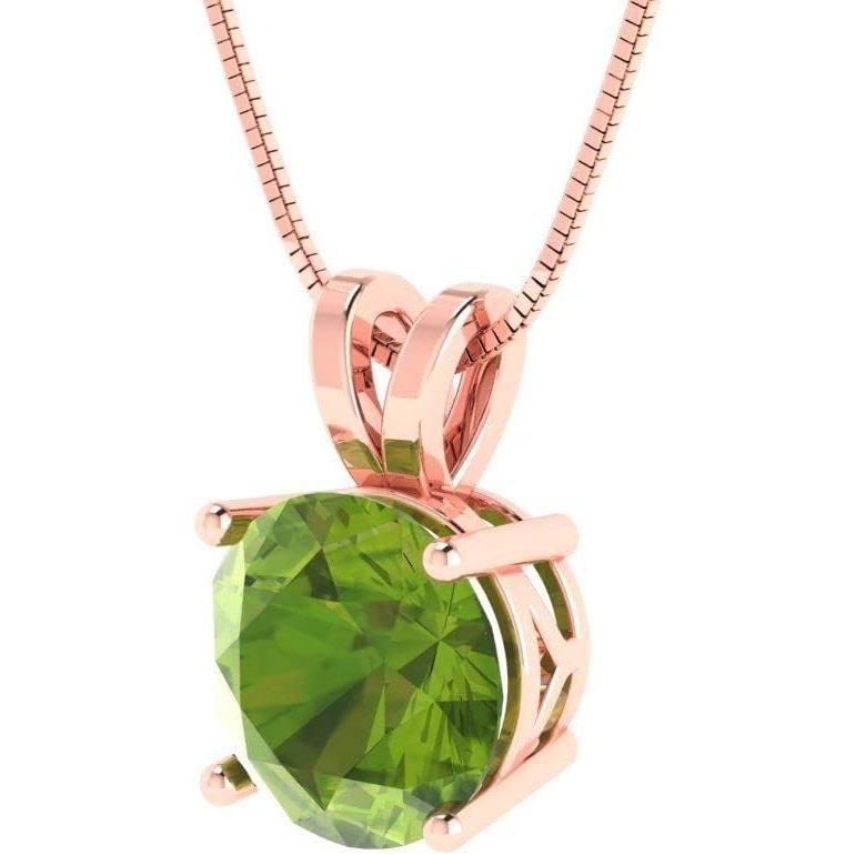 【並行輸入品】Clara Pucci 2.6 ct Round Cut Genuine Natural Green Peridot Solitaireの画像