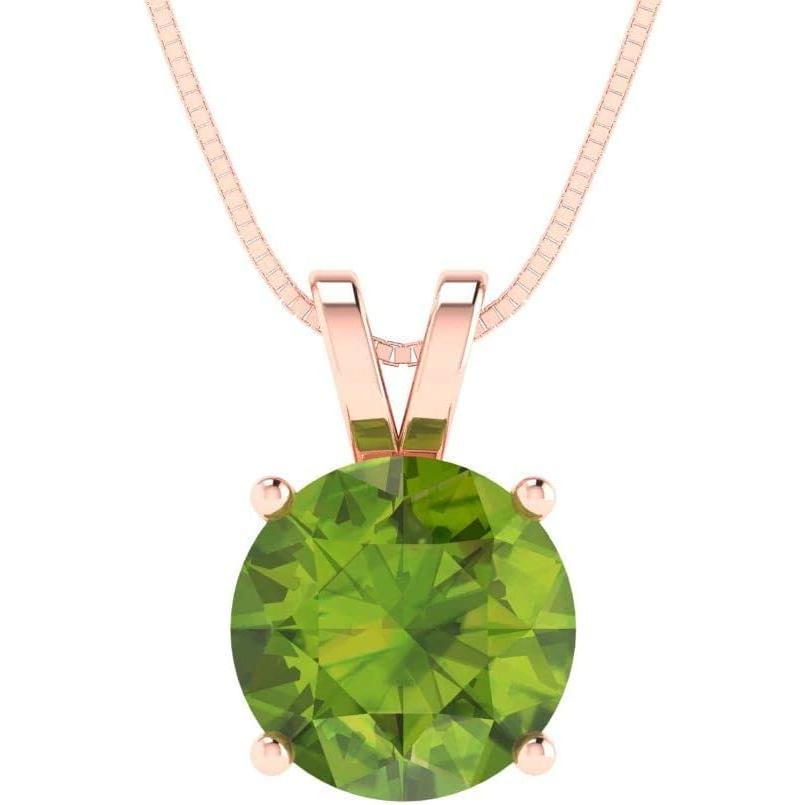 【並行輸入品】Clara Pucci 2.6 ct Round Cut Genuine Natural Green Peridot Solitaireの画像