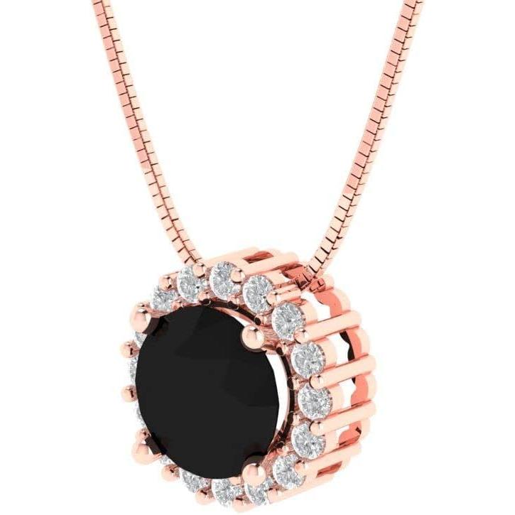 【並行輸入品】Clara Pucci 1.30カラット ブリリアントラウンドカット パヴェヘイロー 見事な本物の完璧な天然ブラックオニキス 宝石 ソリ_1