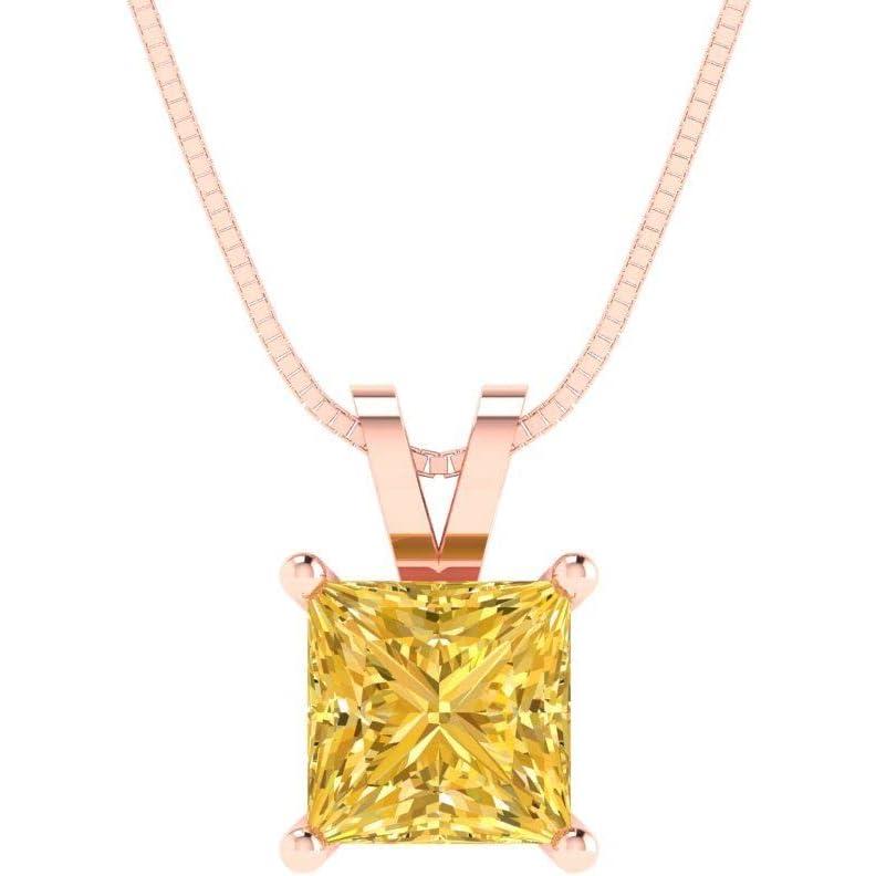 【並行輸入品】Clara Pucci 3.0カラット ブリリアントプリンセスカット 美しい本物の完璧な天然イエローシトリンジェムストーン ソリティアペ_3