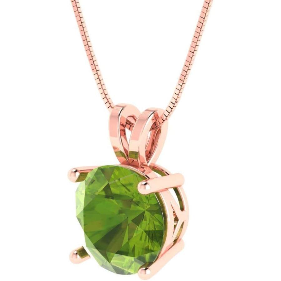 【並行輸入品】Clara Pucci 3.0 ct Round Cut Genuine Natural Green Peridot Solitaire_1