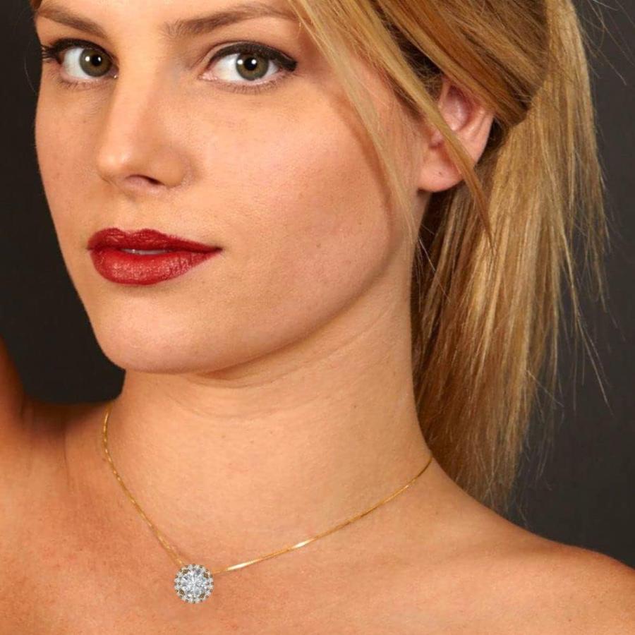 【並行輸入品】Clara Pucci 1.30カラット ブリリアントラウンドカット パヴェヘイロー 見事な本物の完璧なホワイト人工サファイア宝石 ソリの画像