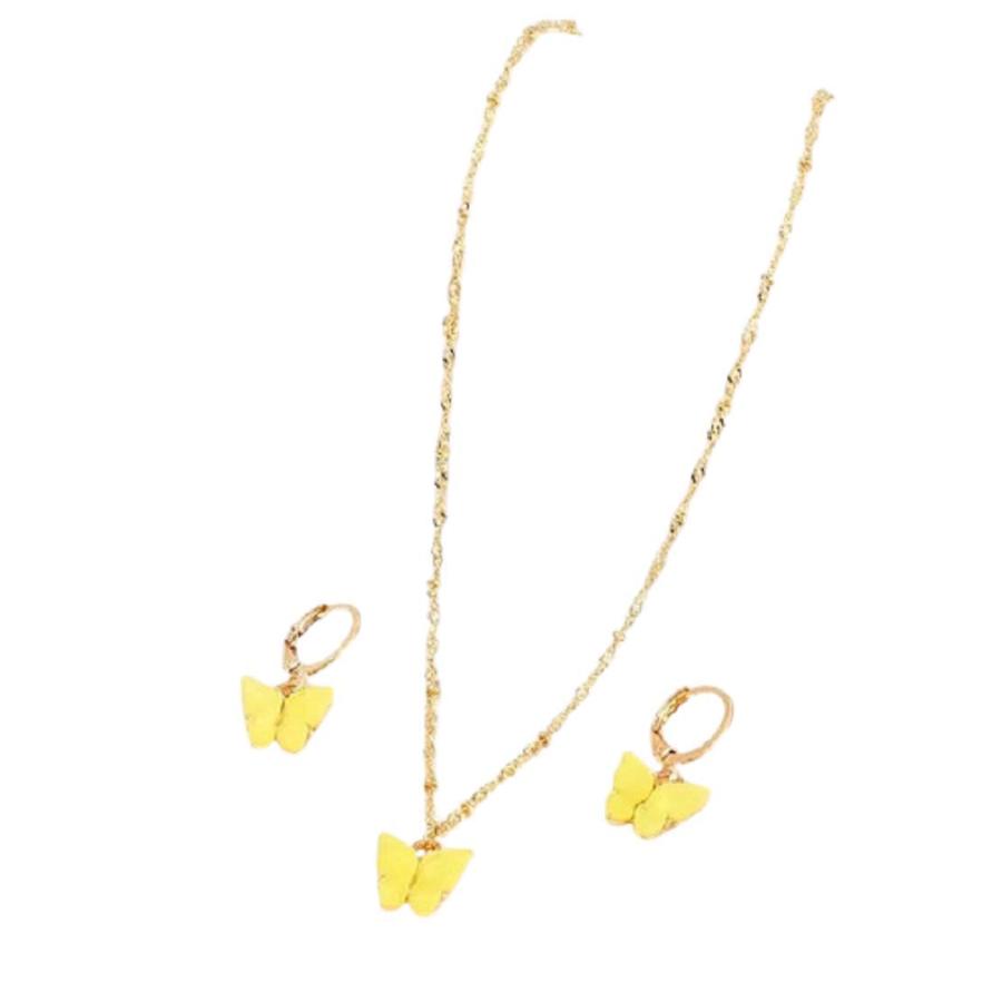 【並行輸入品】DealG 2pcs/Set Acrylic Butterfly Stud Cute Butterfly Pendant Nec