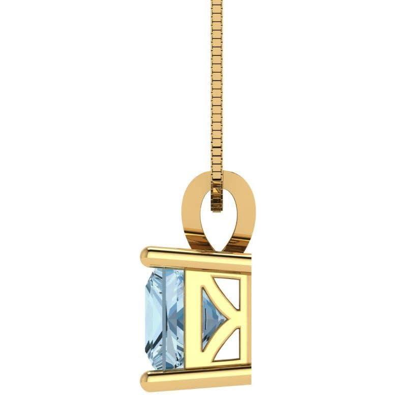 【並行輸入品】Clara Pucci 1.0カラット ブリリアントプリンセスカット 見事な完璧な本物の天然アクアマリン宝石 ソリティアペンダントネック_2