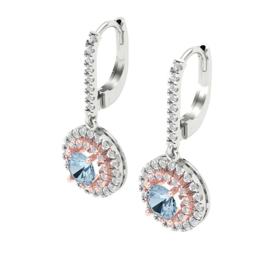 【並行輸入品】2.52 ct Round Cut Double Halo Solitaire VVS1 Natural Aquamarineの画像