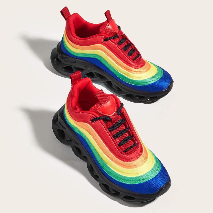 LUCKY STEP Women's Chunky Platform Tie Dye Rainbow Sneakers Tenn 並行輸入品｜bestshop-d｜10