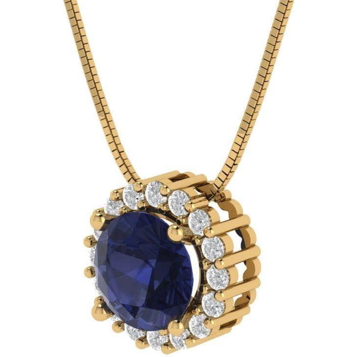 【並行輸入品】Clara Pucci 1.30 ct Round Cut Pave Halo Genuine Simulated Blue Sapph_1