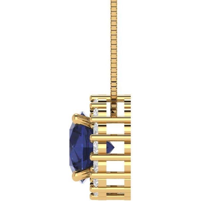【並行輸入品】Clara Pucci 1.30 ct Round Cut Pave Halo Genuine Simulated Blue Sapph_2