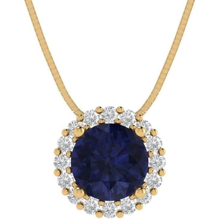 【並行輸入品】Clara Pucci 1.30 ct Round Cut Pave Halo Genuine Simulated Blue Sapph_3
