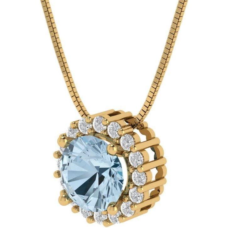 【並行輸入品】Clara Pucci 1.4 ct Round Cut Pave Halo Genuine Natural Aquamarine Soの画像