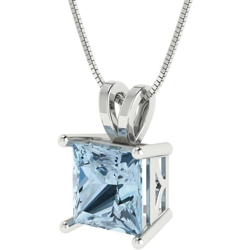 【並行輸入品】Clara Pucci 2.1 ct Princess Cut Genuine Natural Aquamarine Solitaire_1