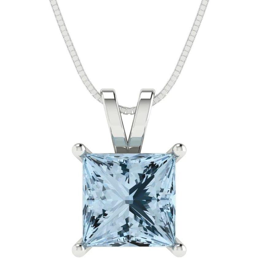 【並行輸入品】Clara Pucci 2.1 ct Princess Cut Genuine Natural Aquamarine Solitaire_3