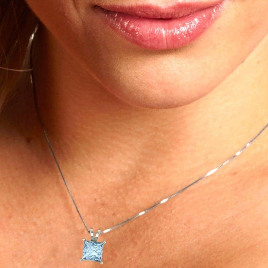 【並行輸入品】Clara Pucci 2.1 ct Princess Cut Genuine Natural Aquamarine Solitaire_4