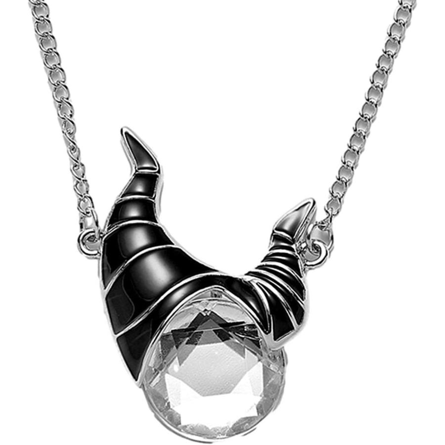【並行輸入品】Maleficent Evil Queen Horns Rhinestone Metal Charm Necklace