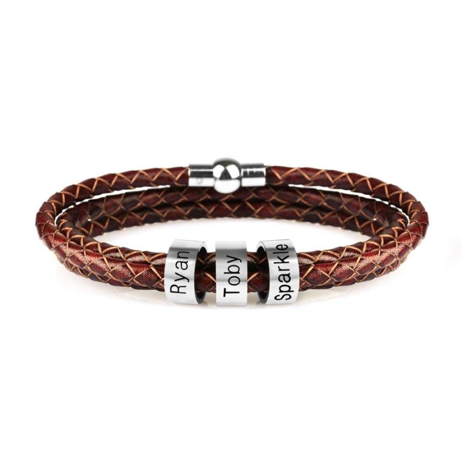 【並行輸入品】souleather Men's Custom Bracelet Personalized Woven Black Leathe