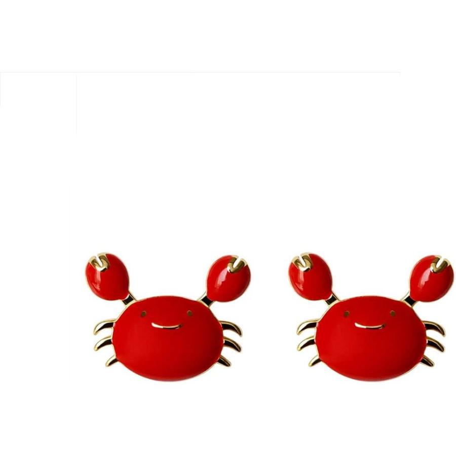 【並行輸入品】かわいい小さな赤いカニスタッドピアス エナメル 海の動物 ビーチイヤリング レディース ガールズ ジュエリー