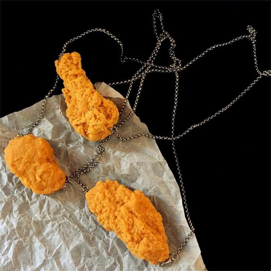 【並行輸入品】シミュレーション フライドチキン ペンダント ネックレス 素敵 おもしろ 手作り シミュレーション フード チキン 脚 翼 ネックレス_3