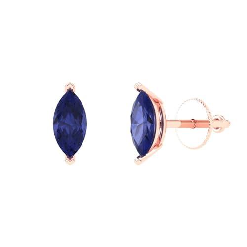 【並行輸入品】1.1ct Marquise Cut Solitaire Genuine Simulated Blue Tanzanite Pa_1