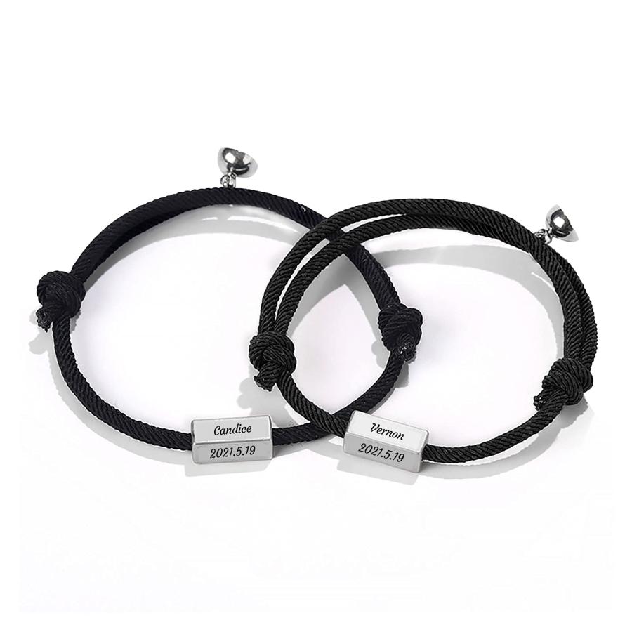 【並行輸入品】BAUMAマグネティックカップルブレスレットセット、相互アトラクション関係カップルブレスレット彼と彼女の友情ロープブレスレットギフ