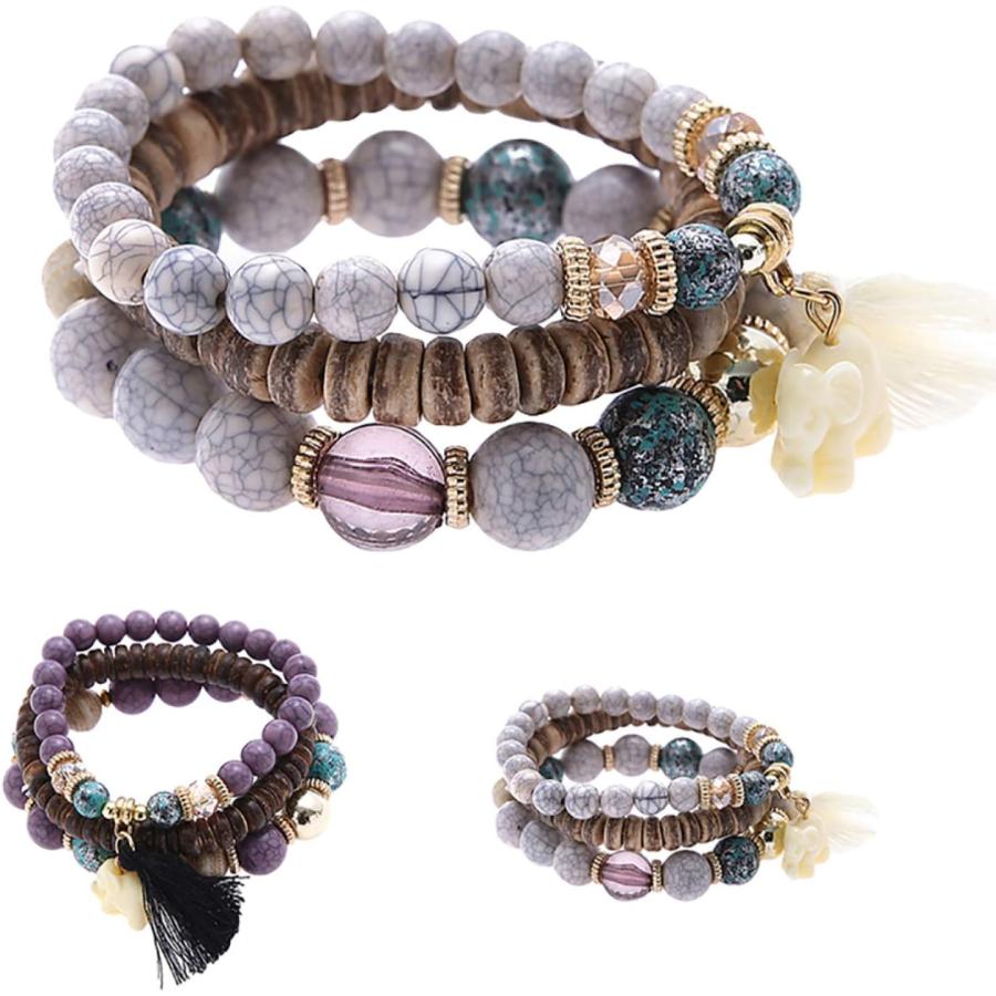 【並行輸入品】ink2055 Ethnic Women Elephant Tassel Charm Faux Turquoise Beaded Mul_2