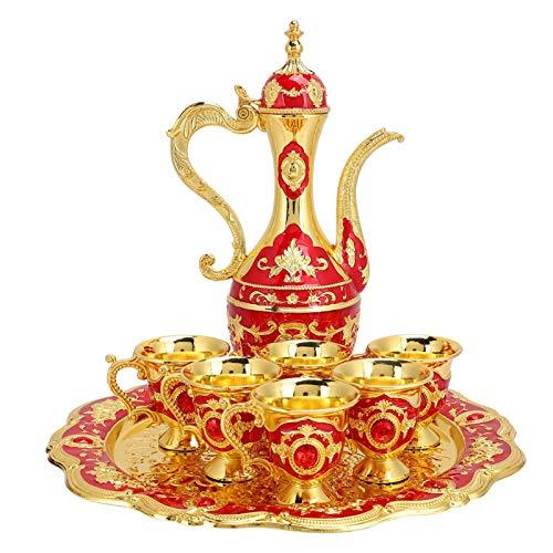 【並行輸入品】Vintage Turkish Coffee Pot with 6 Coffee Cups, Metal Turkish Teaの画像