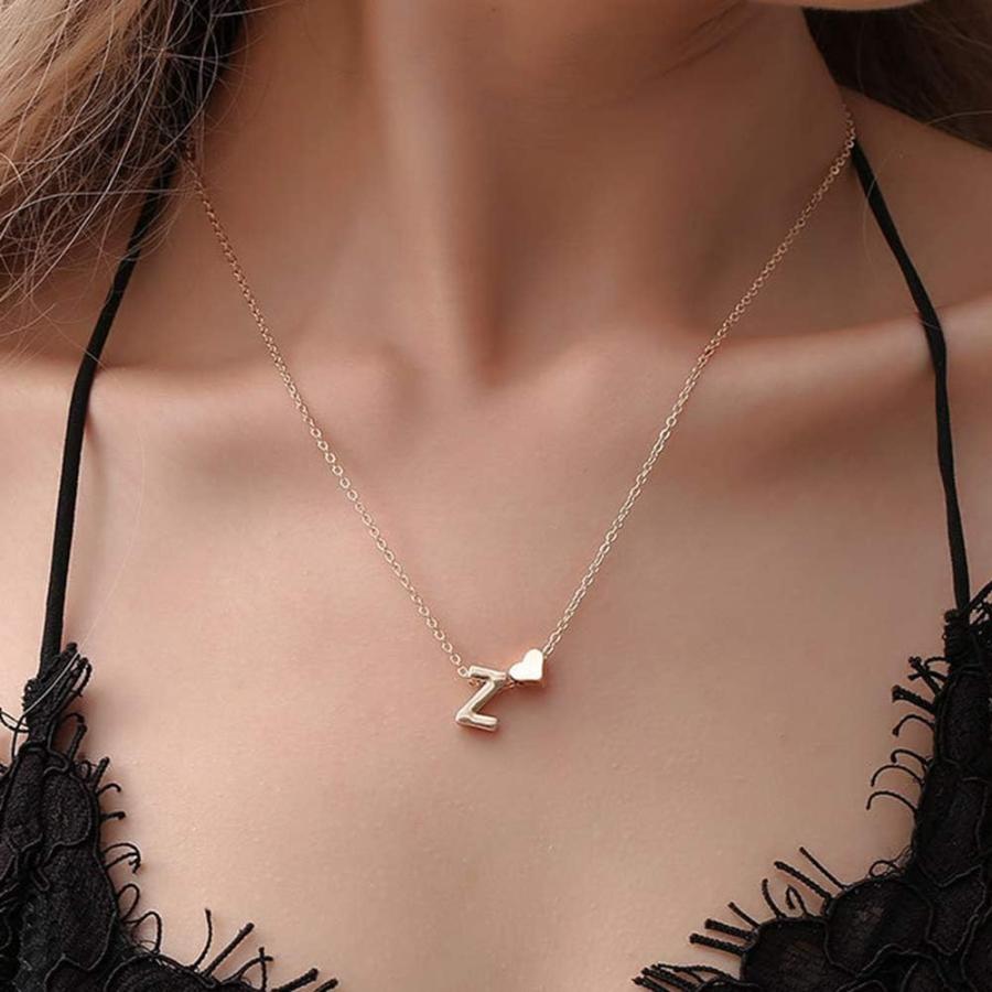 【並行輸入品】Himpokejg A-Z 26 Capital Letter Heart Pendant Fashion Women Chain Ne_2